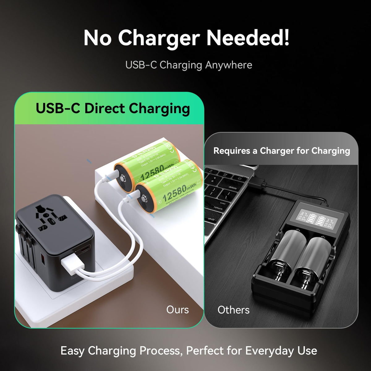 Rechargeable Lithium D Batteries 4 Pack X8702