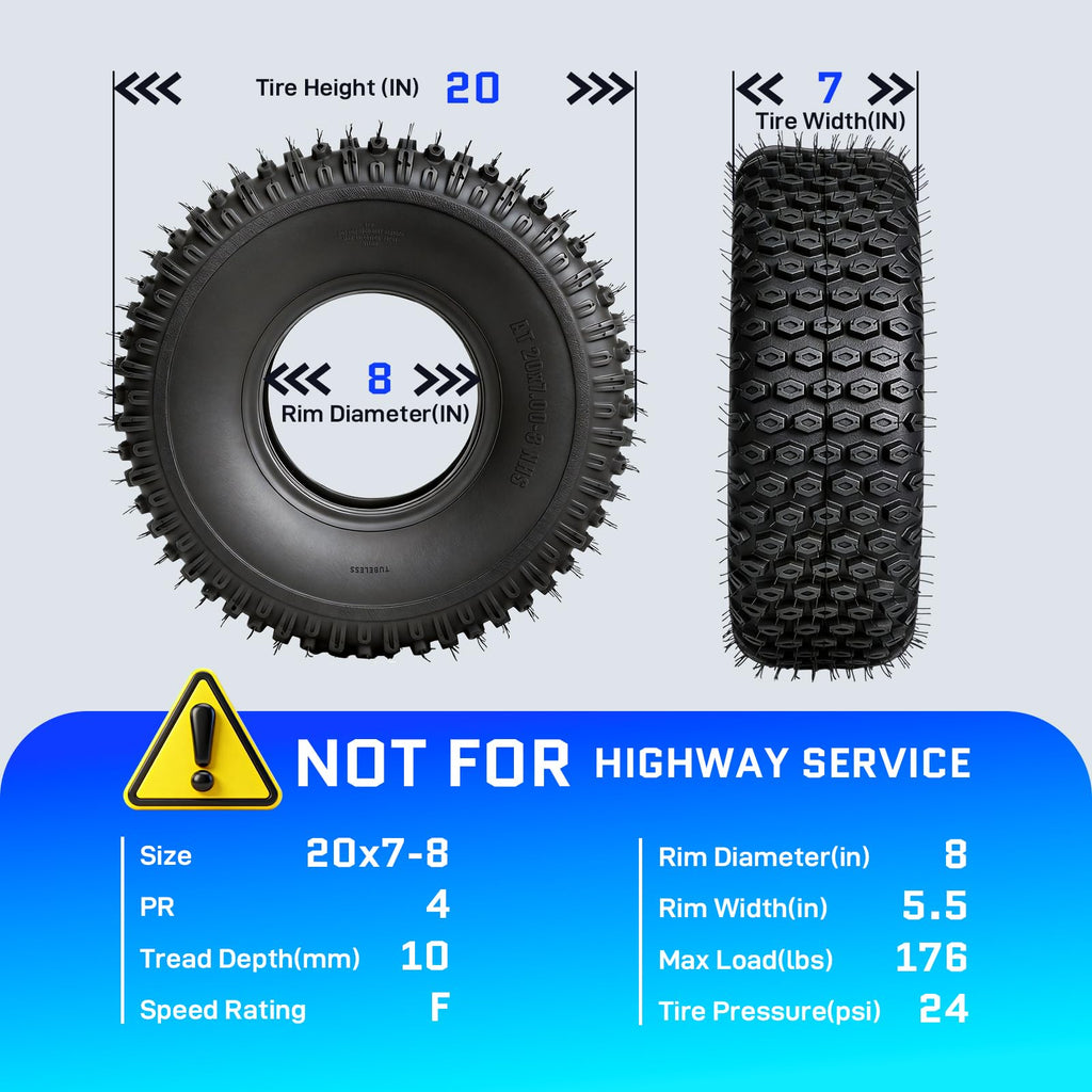 Set of 2 20x7-8 All-Terrain Tires U51123