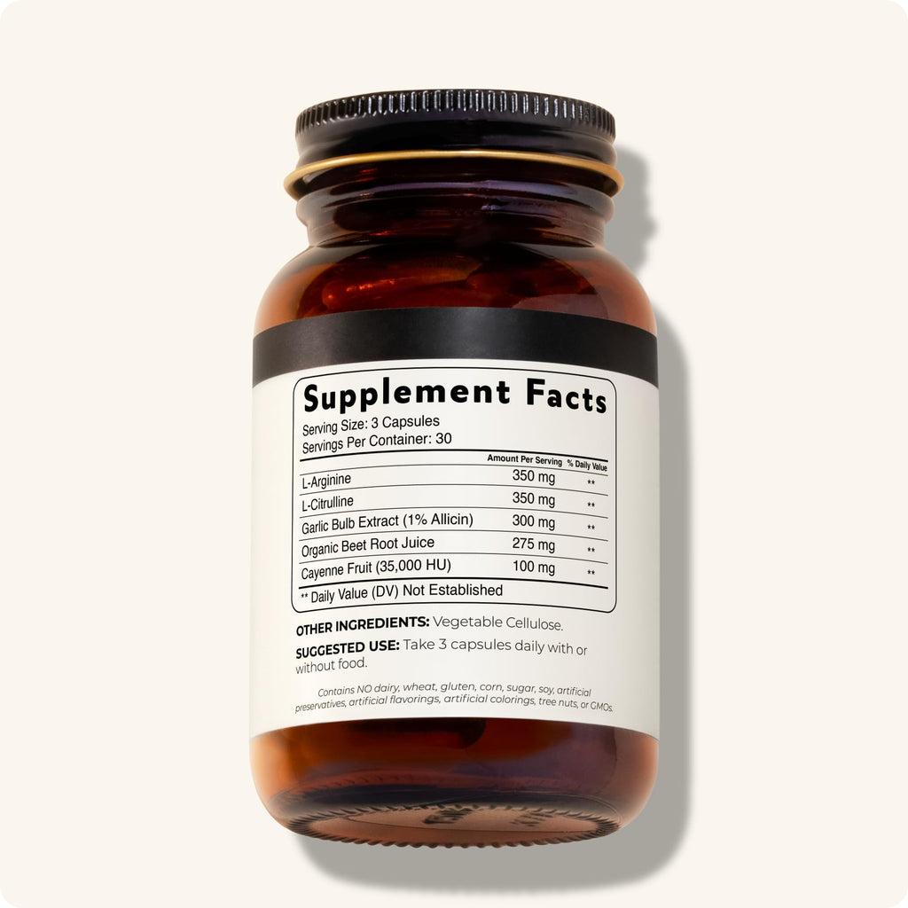 90 Capsules Vegan Non-GMO Nitric Oxide Booster Supplement with L-Arginine, Cayenne Fruit, and Beet Root J49417
