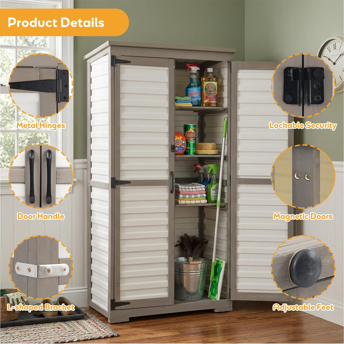 Outdoor Storage Cabinet with Adjustable Shelves E607