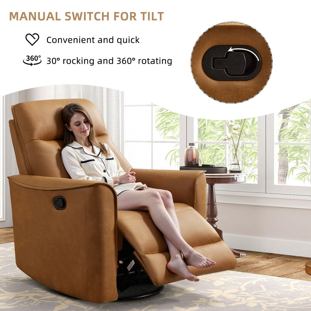 Brown Leathaire Swivel Rocker Recliner E644