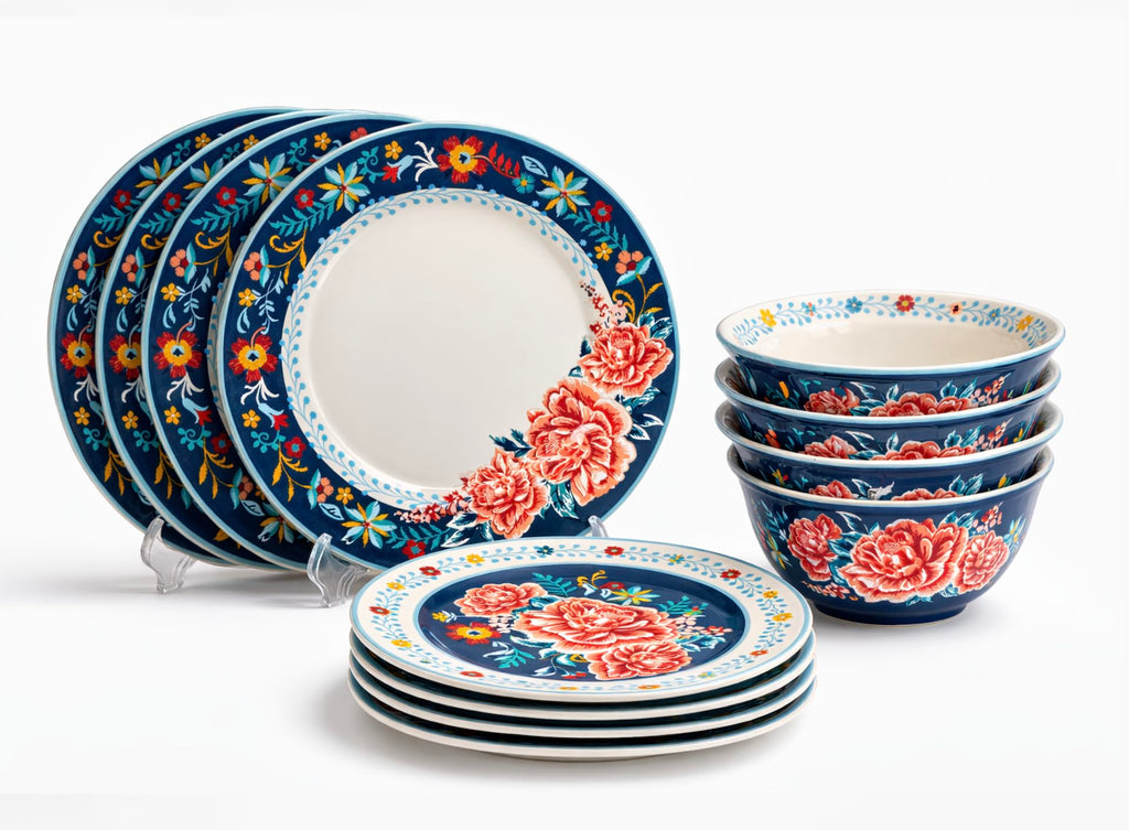 12-Piece Floral Stoneware Dinnerware Set J676564