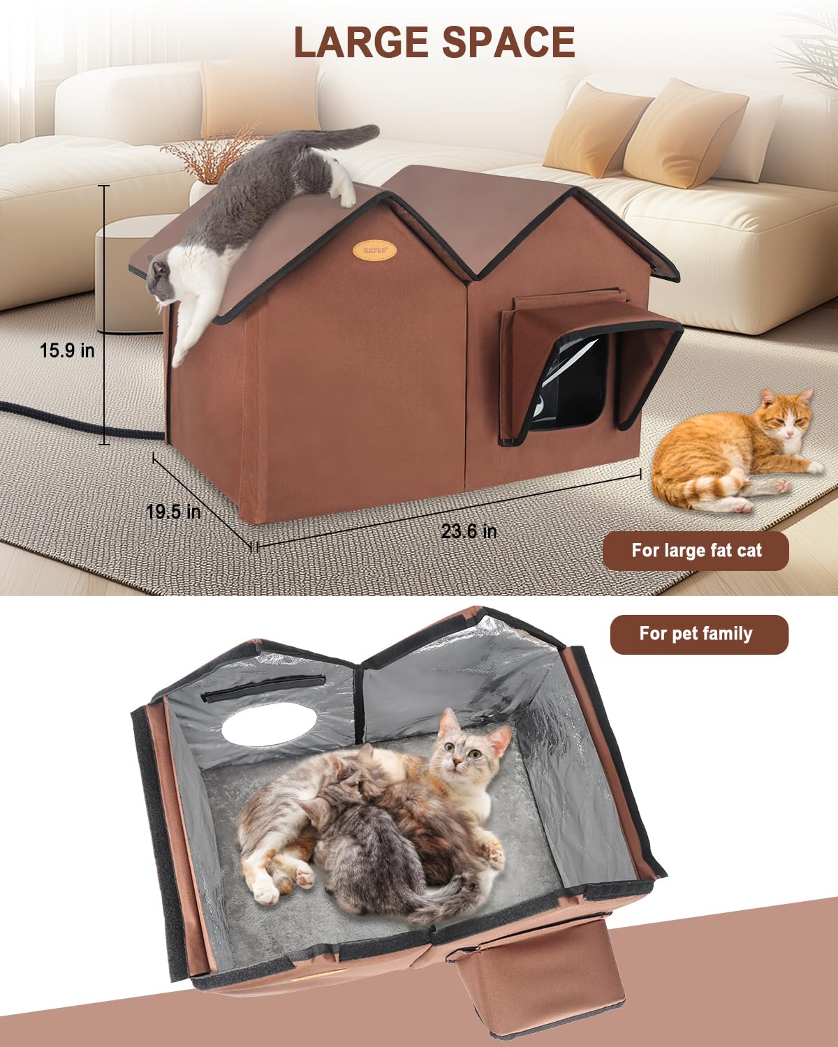 Large Insulated Heated Outdoor Cat House J7825