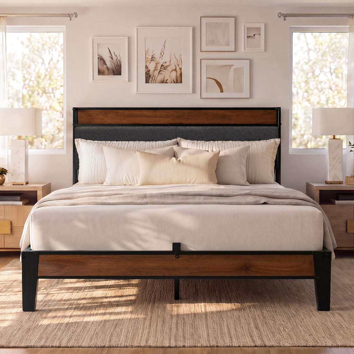 Queen Size Bed Frame with Storage Headboard K507327