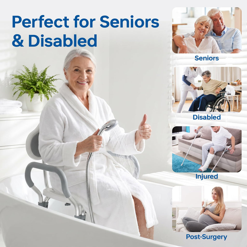 Adjustable Grey Shower Chair with Suction Feet J4498