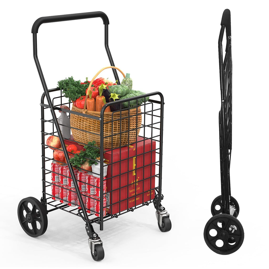 Grocery Shopping Cart with Swivel Wheels, Collapsible Utility Cart L113