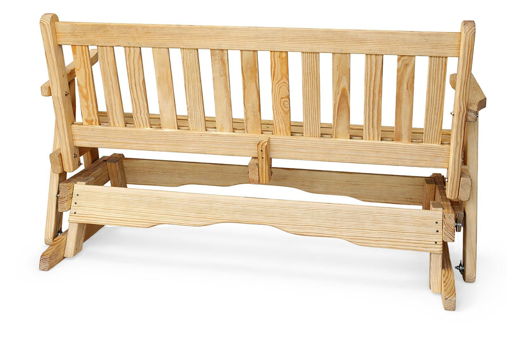 5 FT Natural Solid Pine Wood Glider Bench for 3 Person S8114