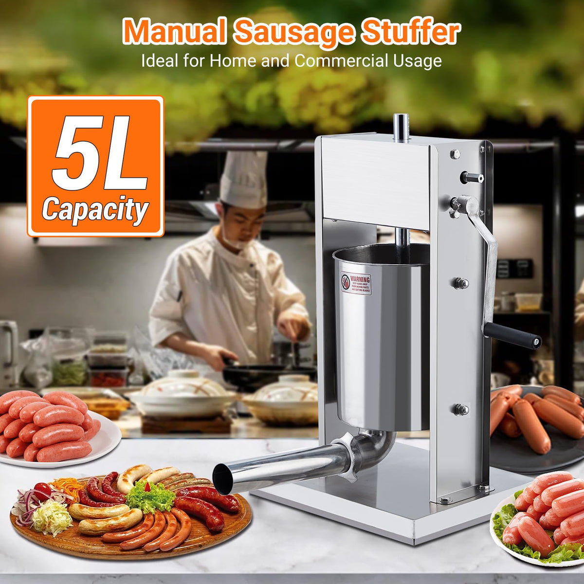 5L Stainless Steel Manual Sausage Stuffer T98907