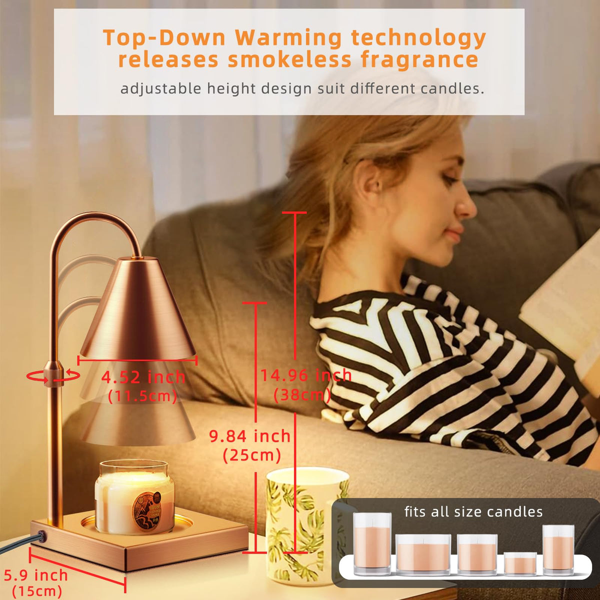 Adjustable Height Dimmable Candle Warmer Lamp D5234