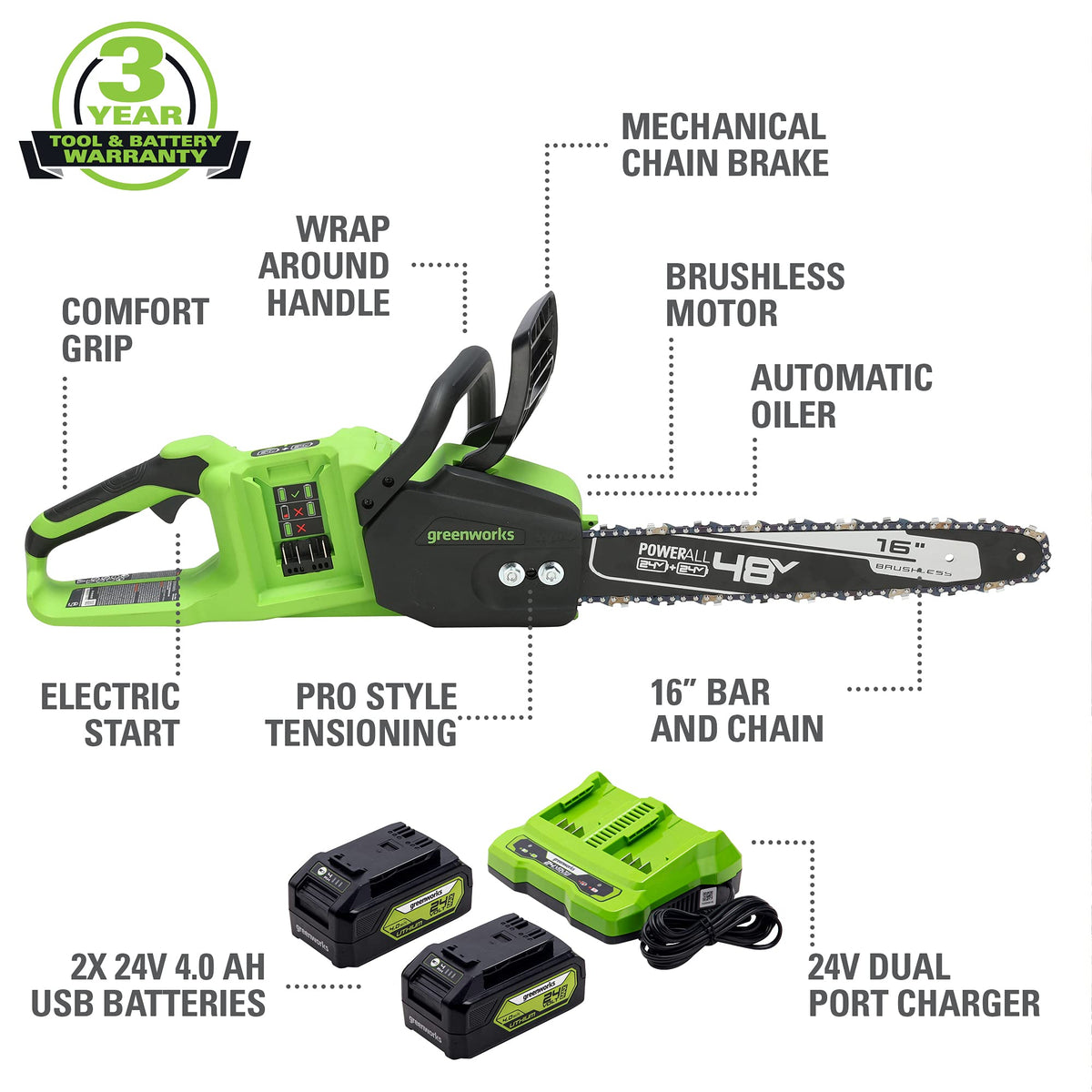 48V 16 in Cordless Electric Chainsaw F886584
