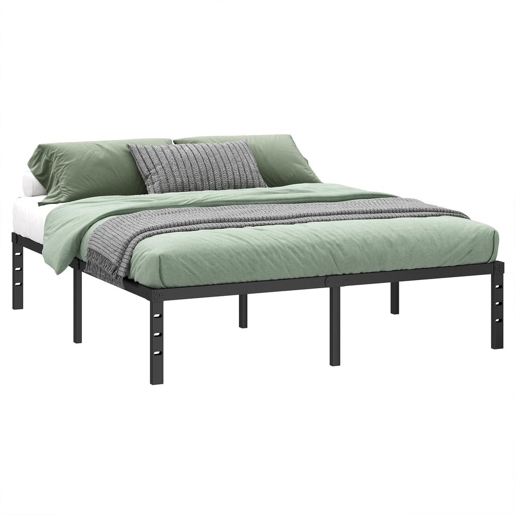 Black Metal Platform Bed Frame Full Size, 18 Inch Height with Underbed Storage V3820