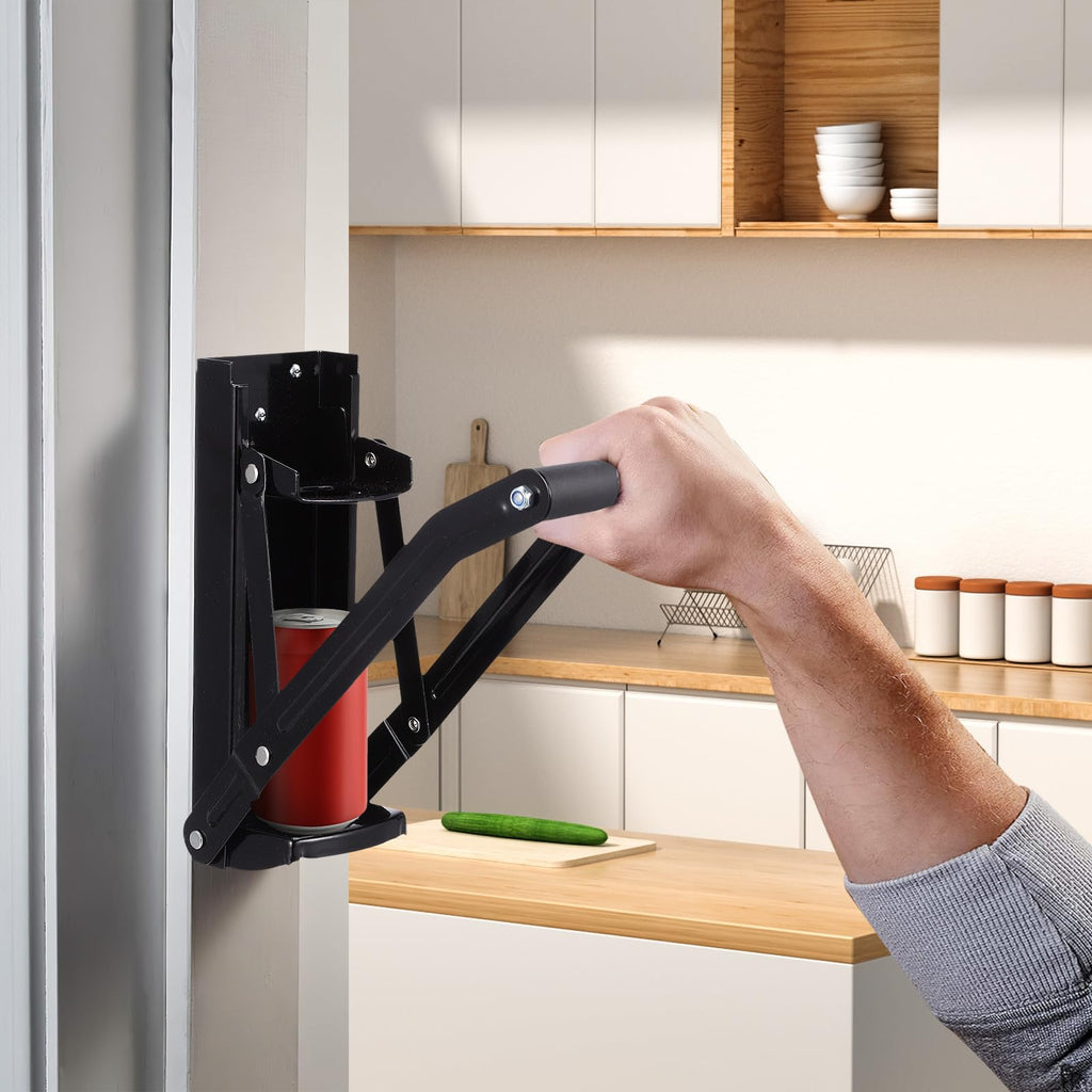 Black Wall Mounted Can Crusher with Bottle Opener V706