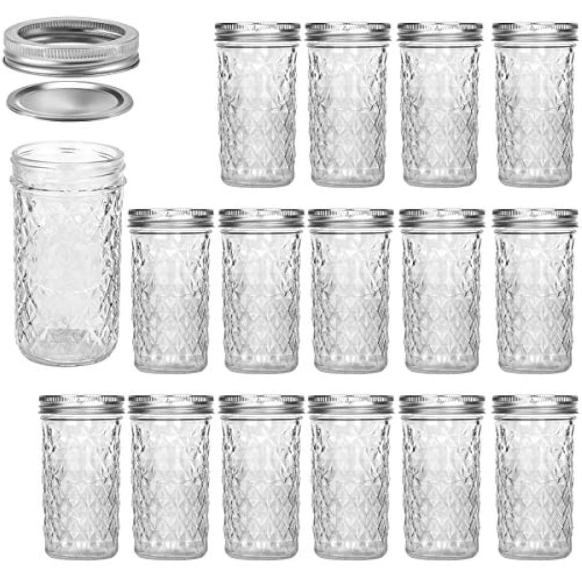 15 Pack 12 oz Mason Jars with Lids P429