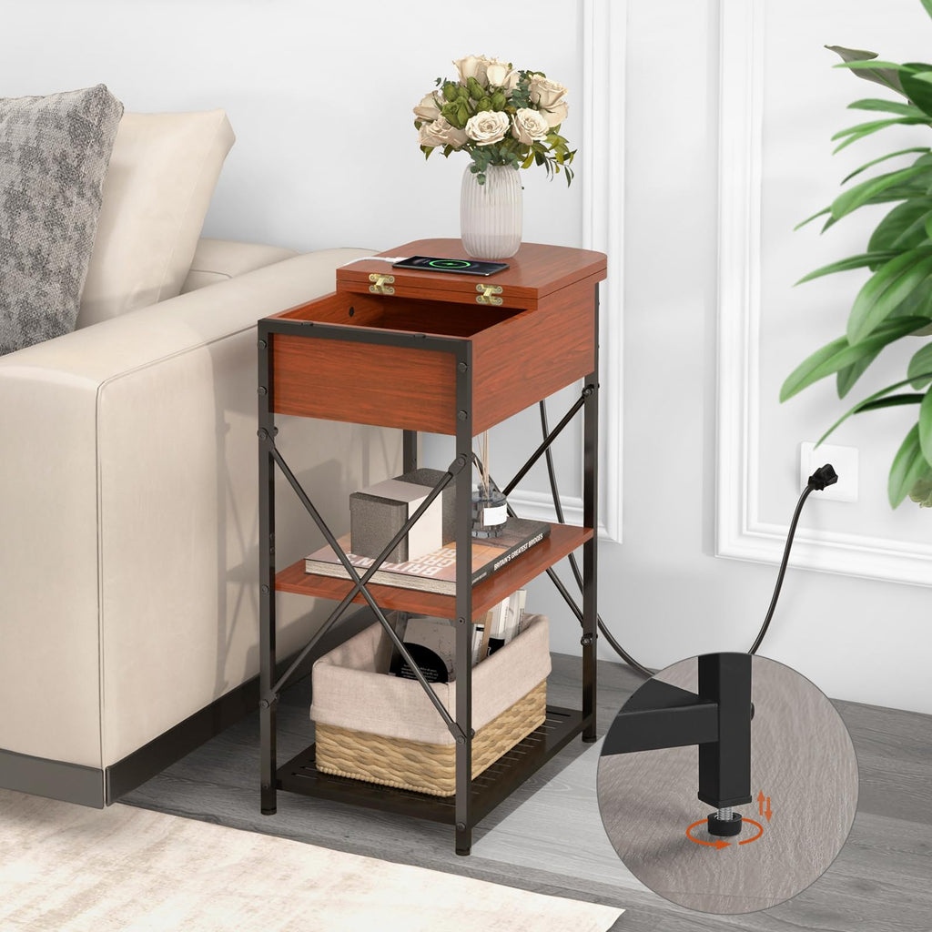 Narrow Side Table with Charging Station, Set of 2 A97258