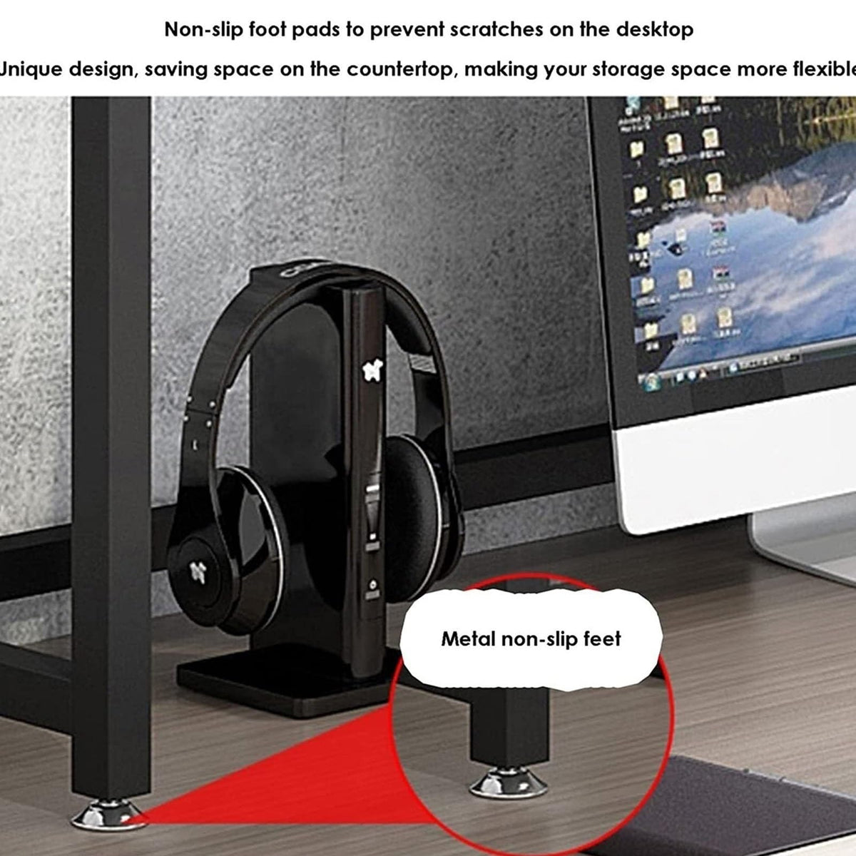 Adjustable Wood and Metal Desktop Bookshelf V3645
