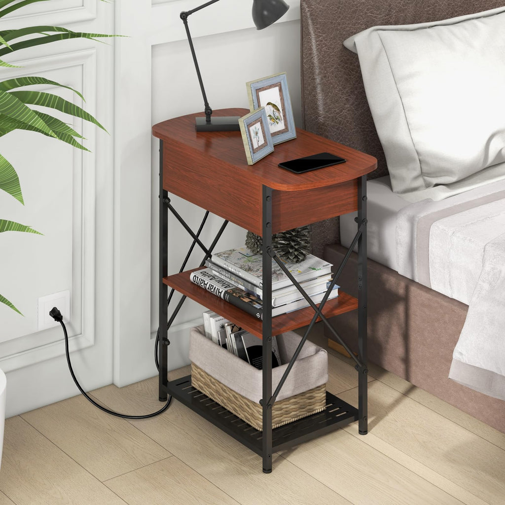 Narrow Side Table with Charging Station, Set of 2 A97258
