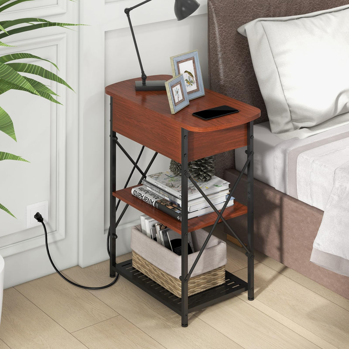 Narrow Side Table with Charging Station, Set of 2 A97258