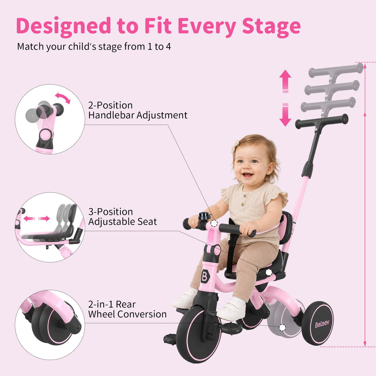 5 in 1 Toddler Tricycle & Balance Bike P43933