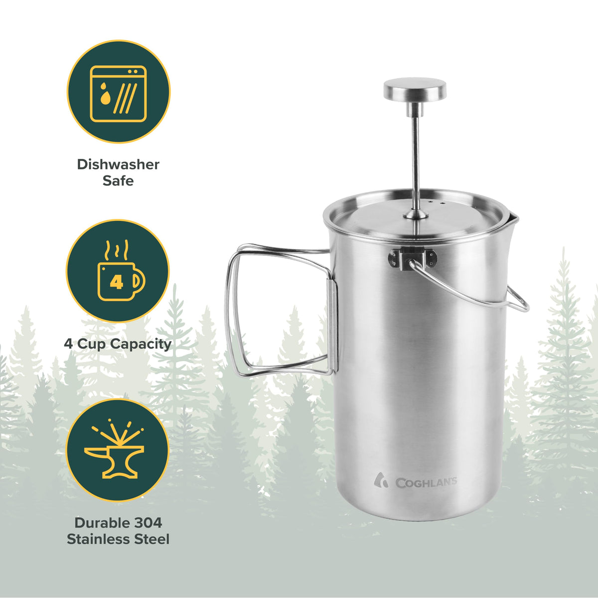 Stainless Steel French Press Coffee Maker 4-Cup 32 oz H85423