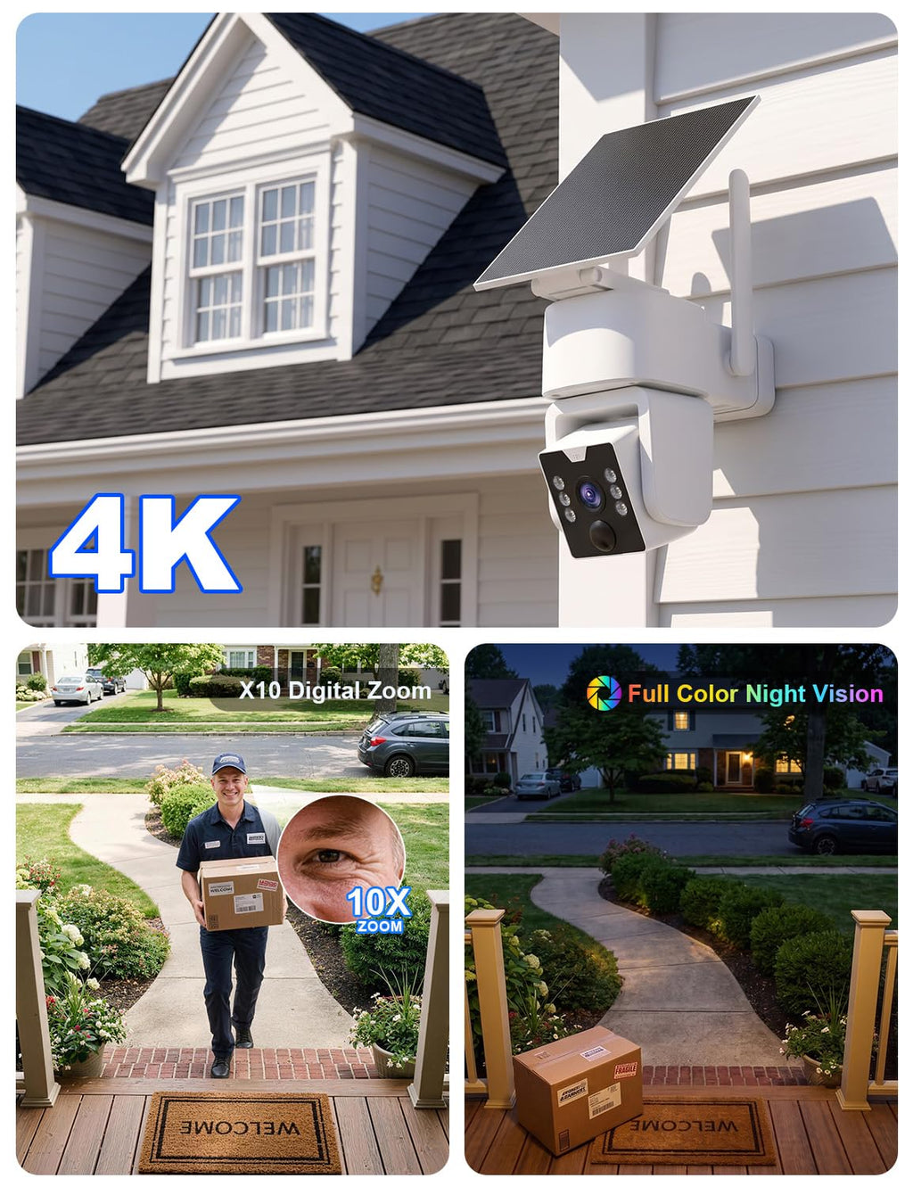 Wireless Outdoor Security Camera System, 4MP, 4 Cam-Kit, Color Night Vision Q19509