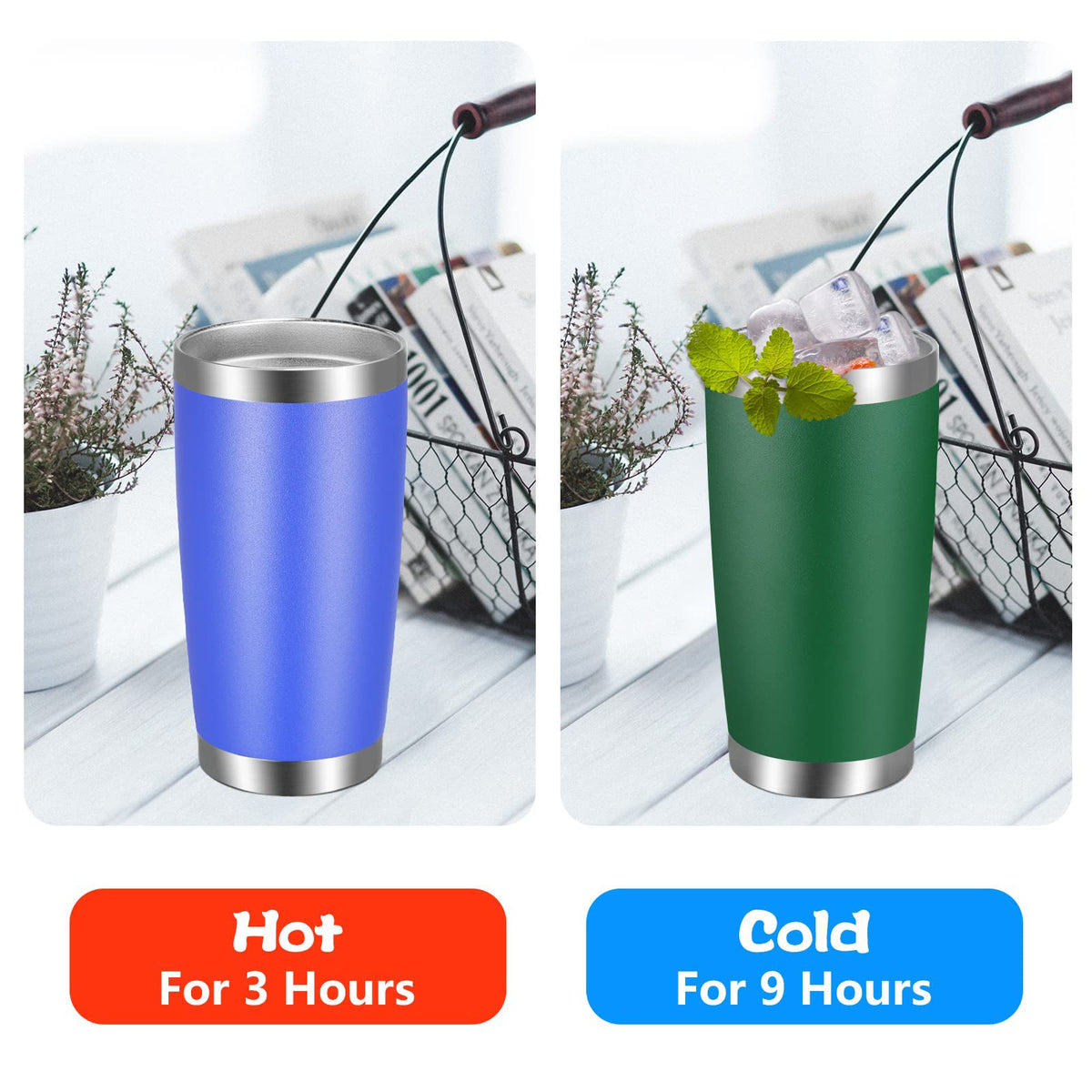 20oz Stainless Steel Insulated Tumbler with Lid and Straw V621