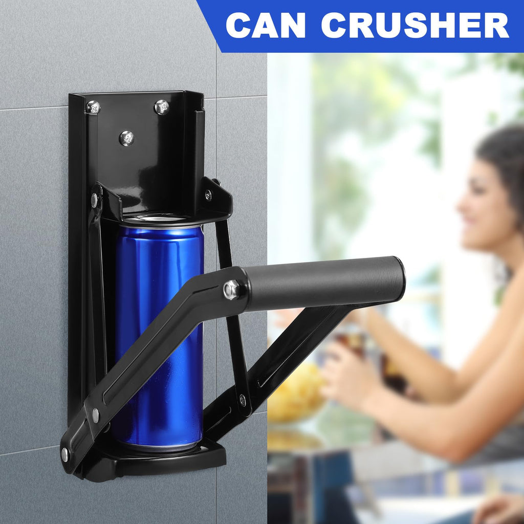 Black Wall Mounted Can Crusher with Bottle Opener V706