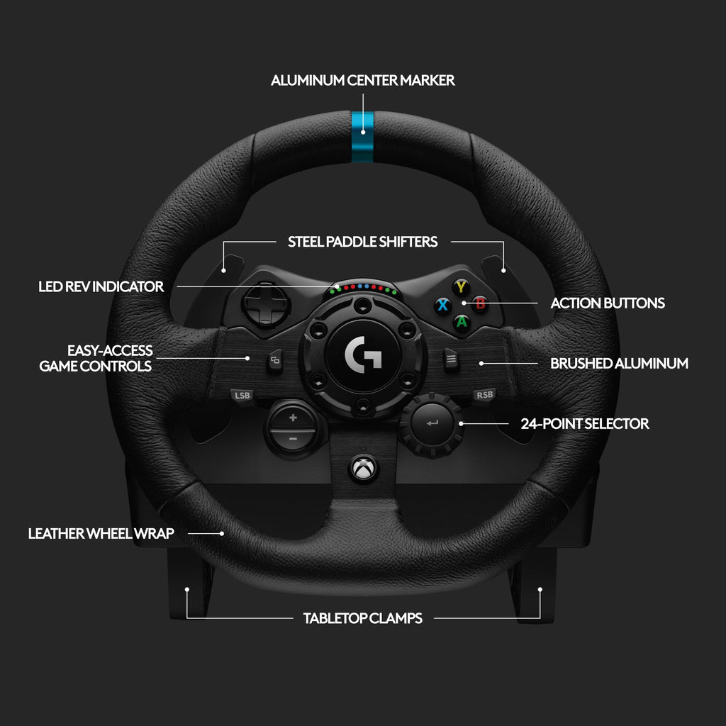 Racing Wheel and Pedals with Force Feedback and Leather Wheel Cover N345