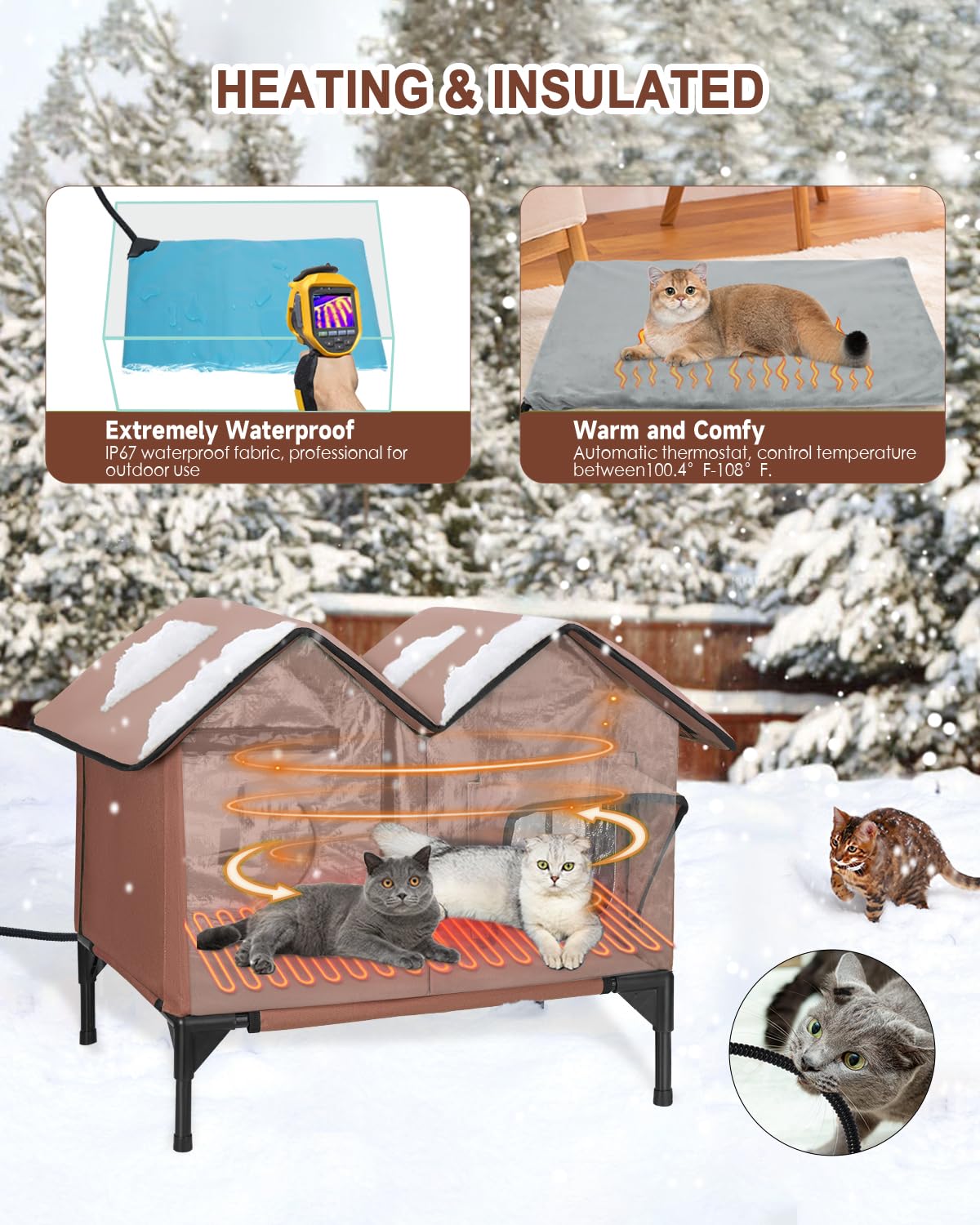 Large Insulated Heated Outdoor Cat House J7825