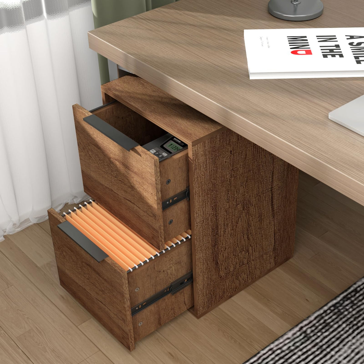 2 Drawer Wood File Cabinet with Hanging Bars Y870752
