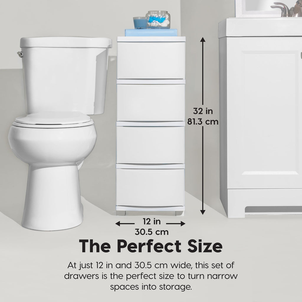 White 4 Drawer Slim Narrow Storage Organizer T616