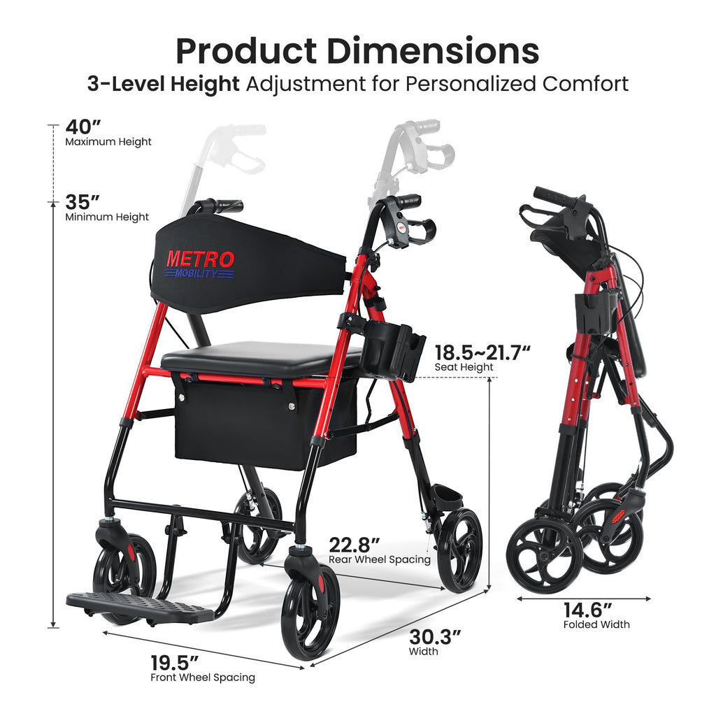 Aluminum 2-in-1 Rollator Walker with Seat N875