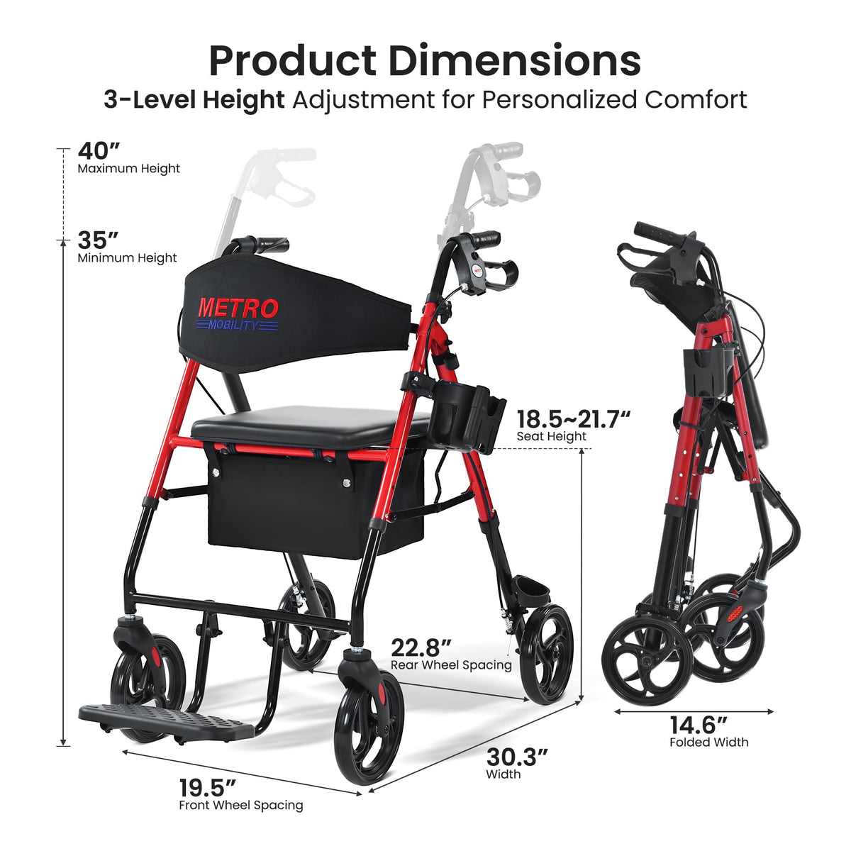 Aluminum 2-in-1 Rollator Walker with Seat N875