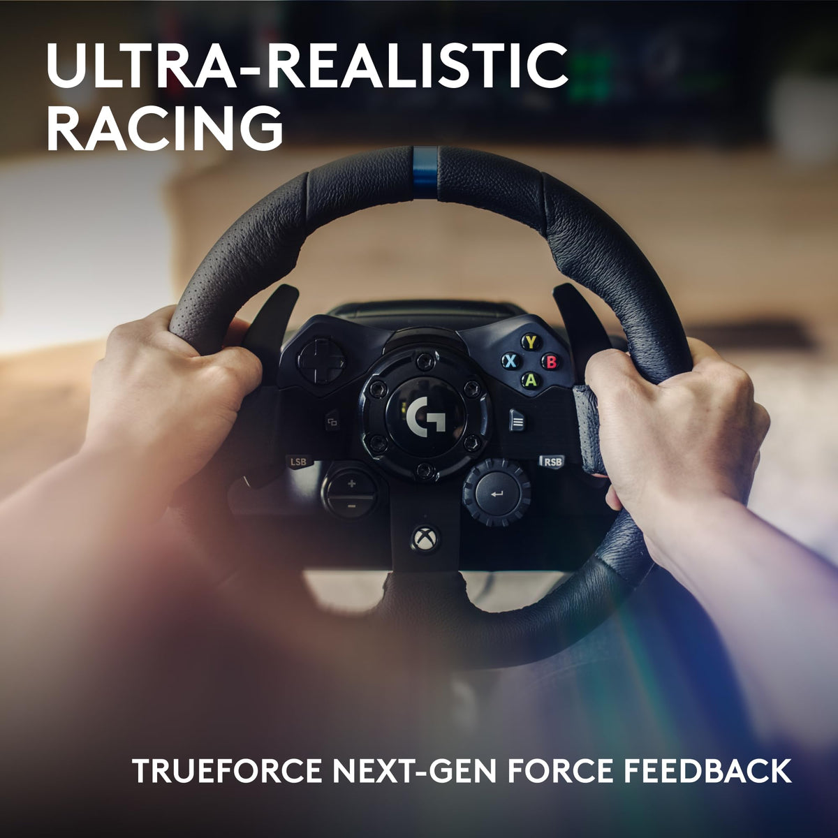 Racing Wheel and Pedals with Force Feedback and Leather Wheel Cover N345