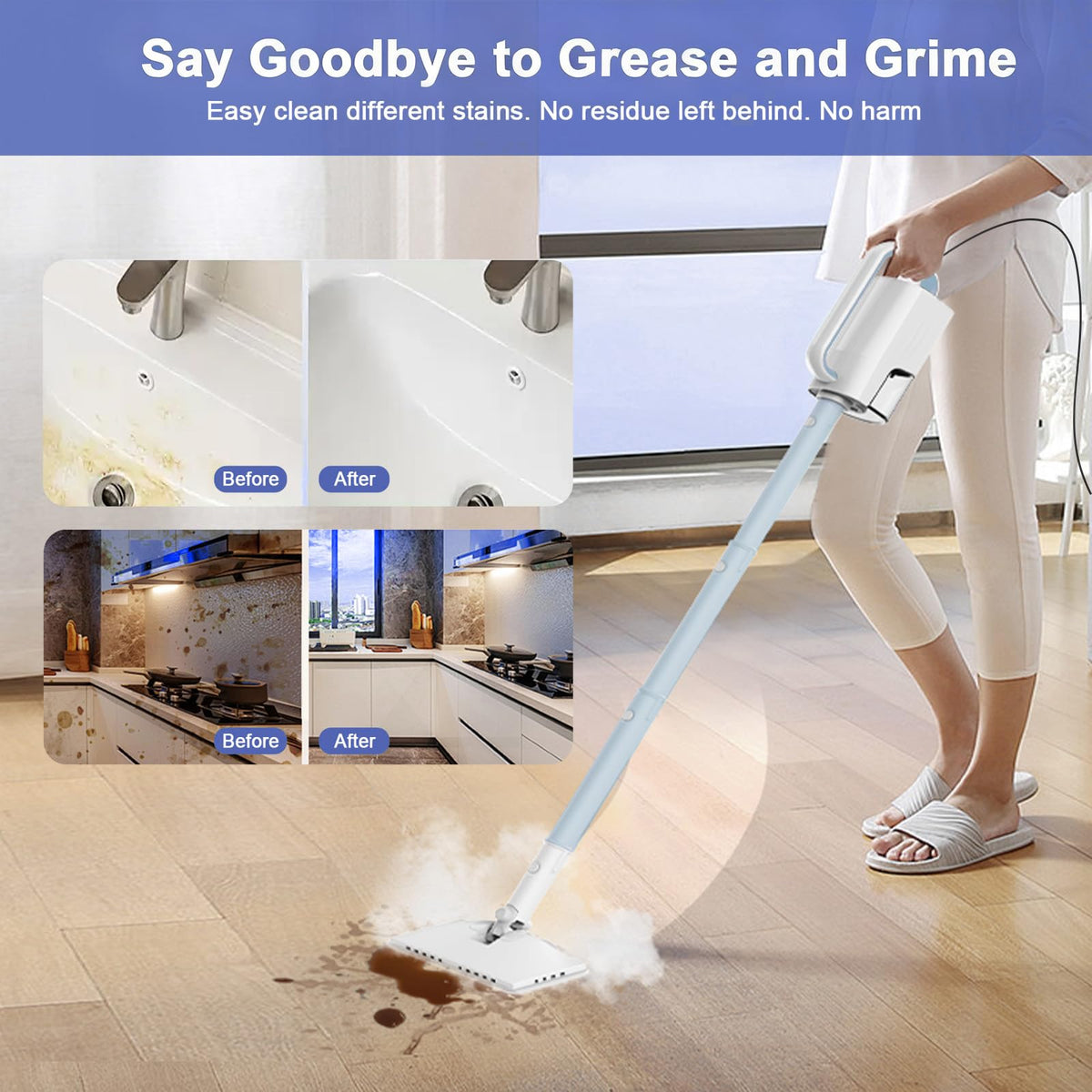 6 in1 Rotated Steam Mop Cleaner with 2 Microfiber Pads Y320254