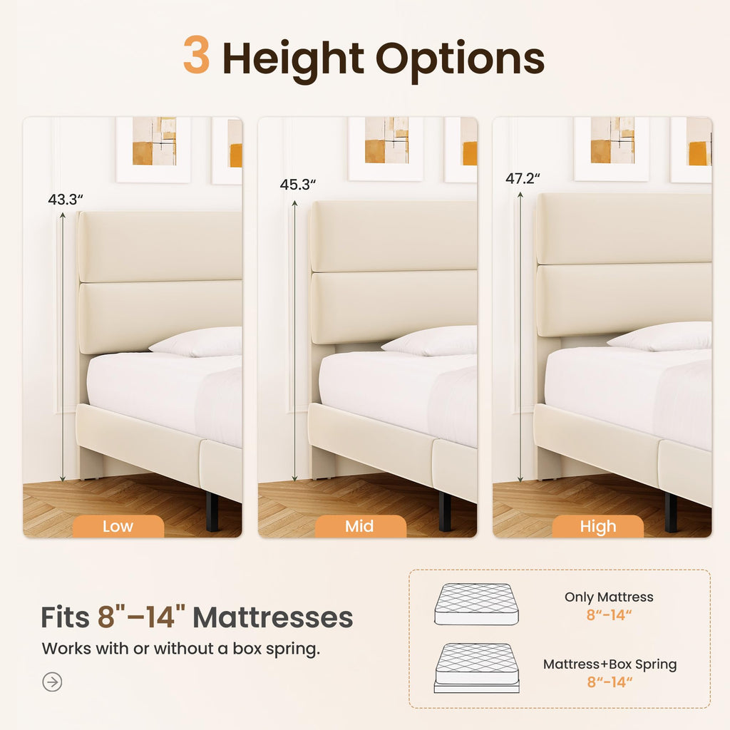 Queen Size Velvet Upholstered Platform Bed Frame Z758