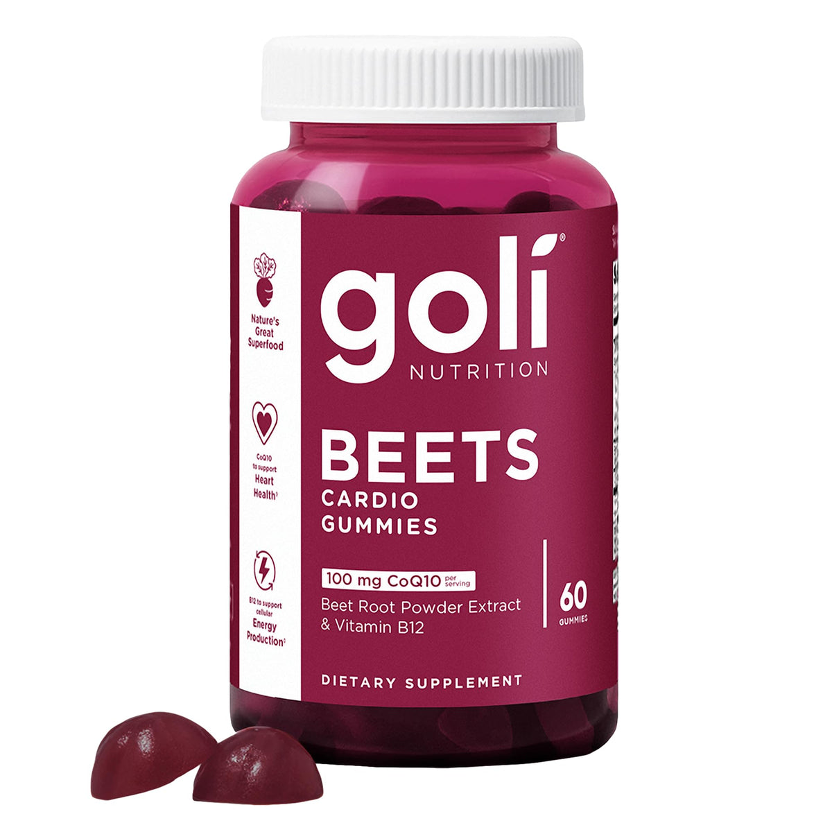 Beets Cardio Gummy 60 Count CoQ10 Beet Root Extract Vegan Gluten-Free E43779
