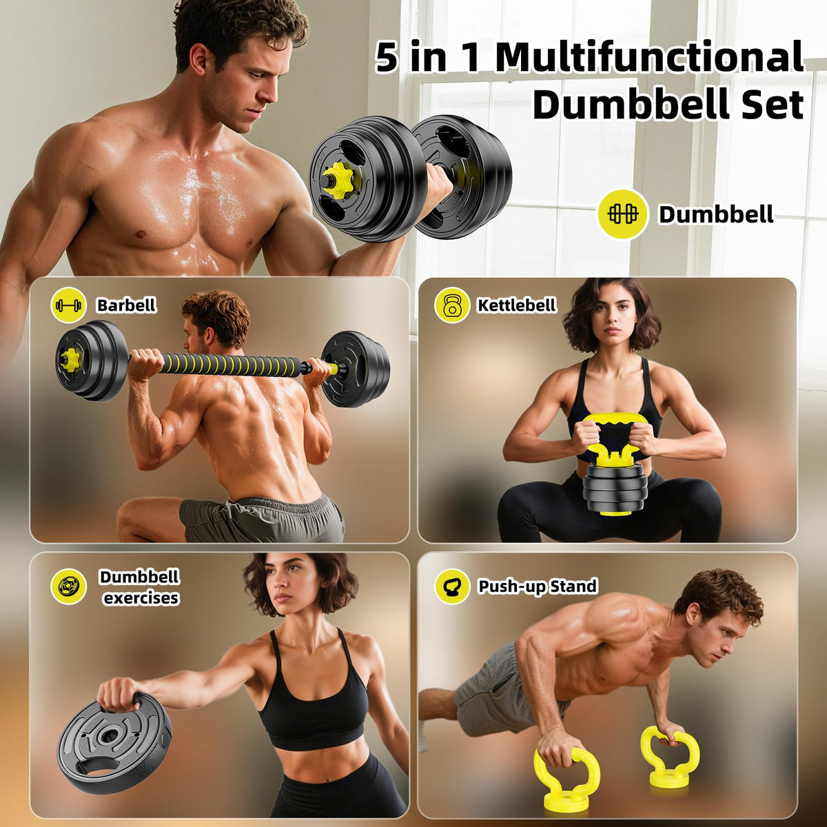 Adjustable Dumbbell Set 10-90lbs Free Weights X29589