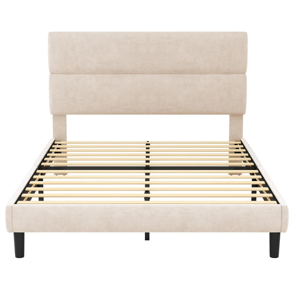 Queen Size Velvet Upholstered Platform Bed Frame Z758