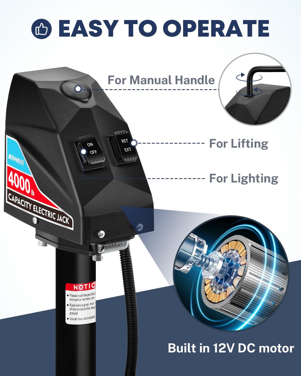 Electric Trailer Jack 4000 lbs U6864