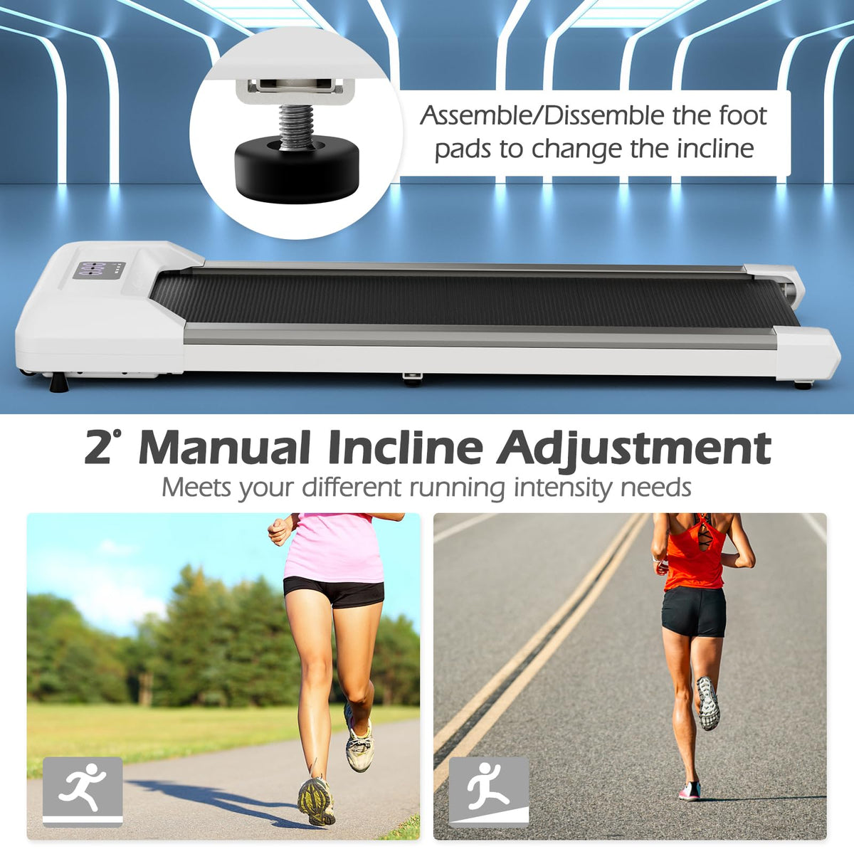 Under Desk Treadmill 265 lbs Capacity Portable 2 in 1 I232416