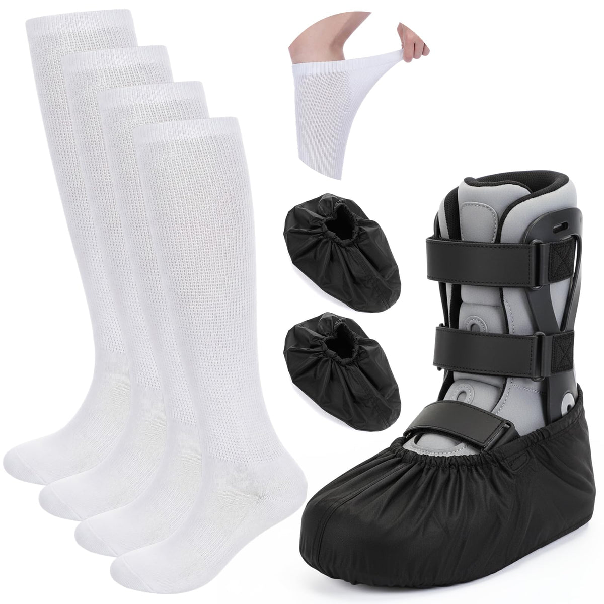 White Waterproof Non Slip Walking Boot Covers 2 Pairs I307