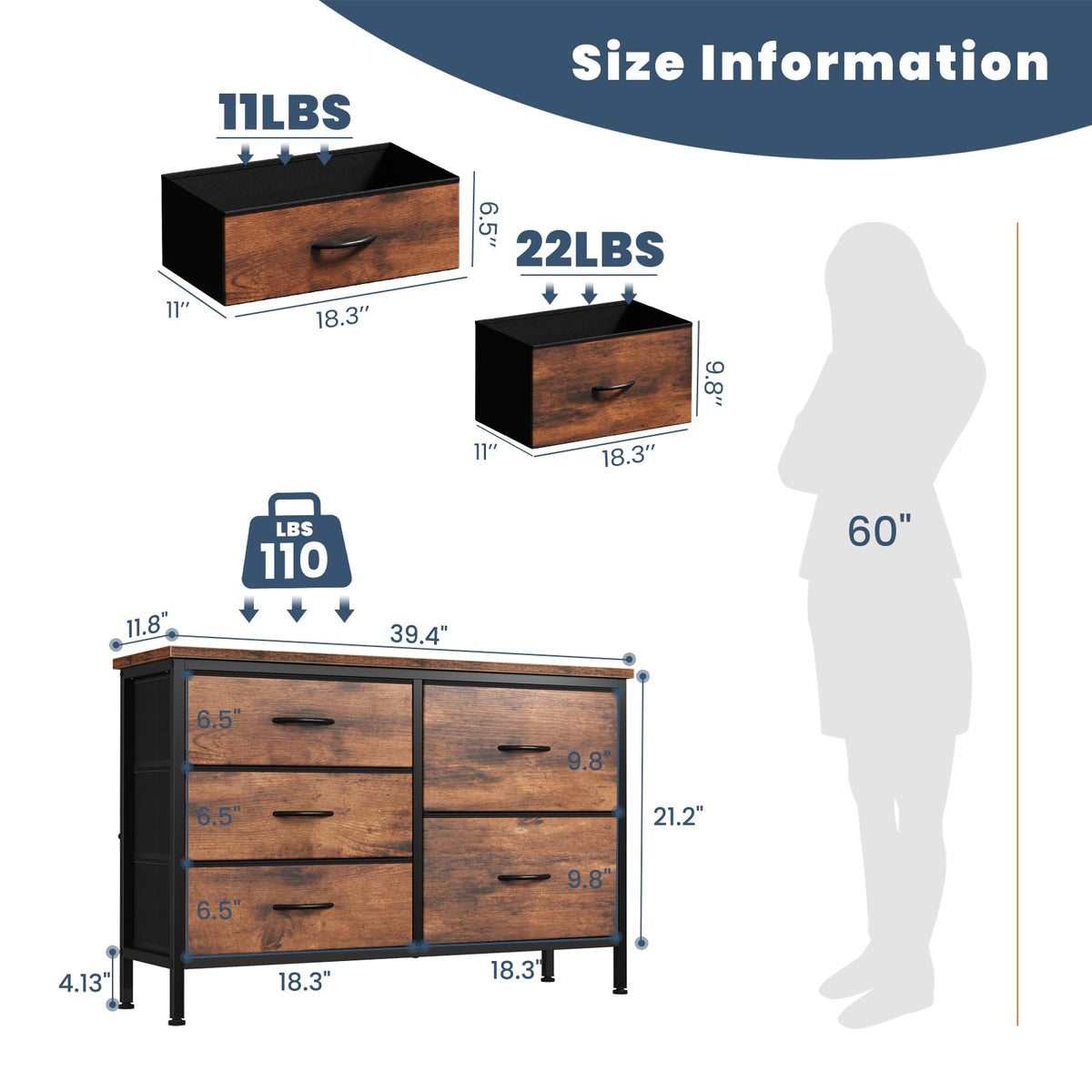 5 Drawer TV Stand P44403