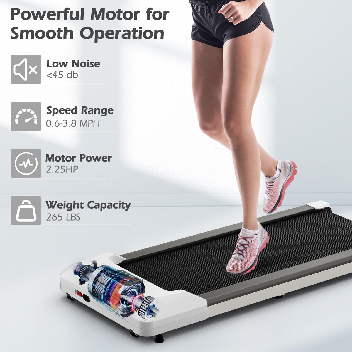 Under Desk Treadmill 265 lbs Capacity Portable 2 in 1 I232416