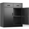 36" H Black Metal Storage Cabinet with 2 Drawers M2930
