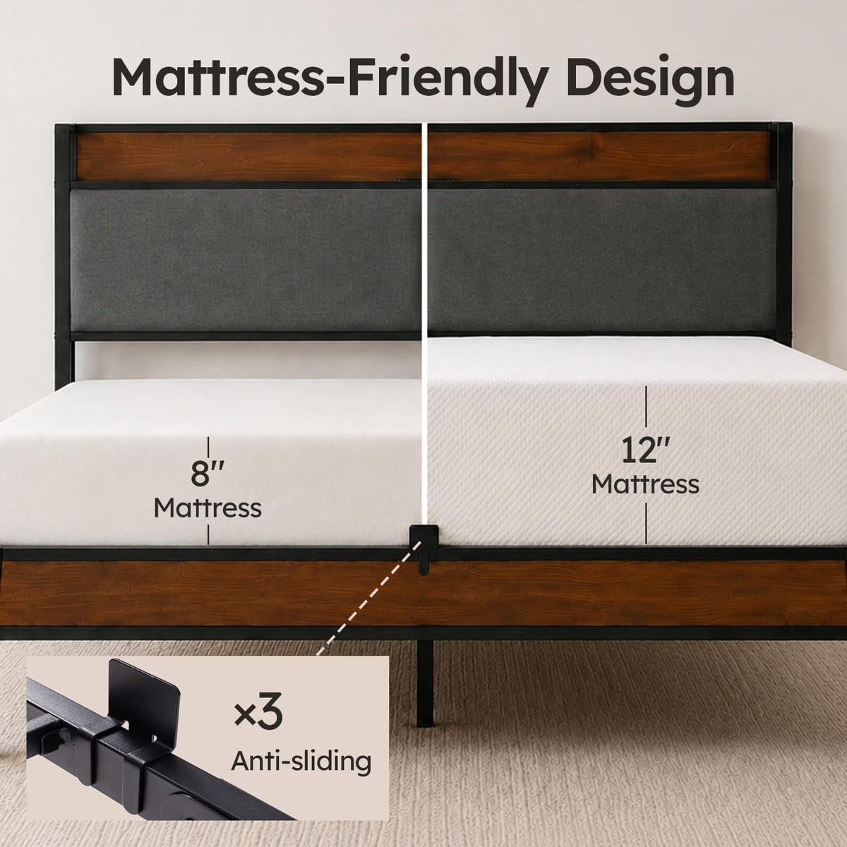 Queen Size Bed Frame with Storage Headboard K507327