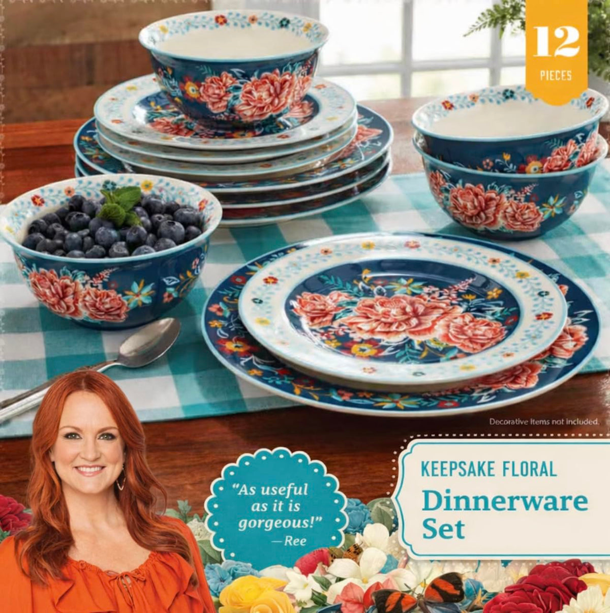 12-Piece Floral Stoneware Dinnerware Set J676564
