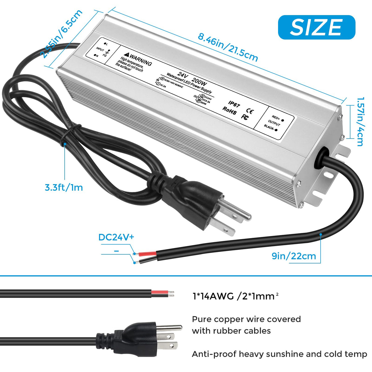 24V 200W IP67 Waterproof LED Power Supply Y724893