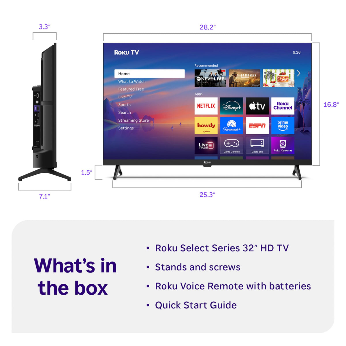 32" 720p HD LED Smart TV V771