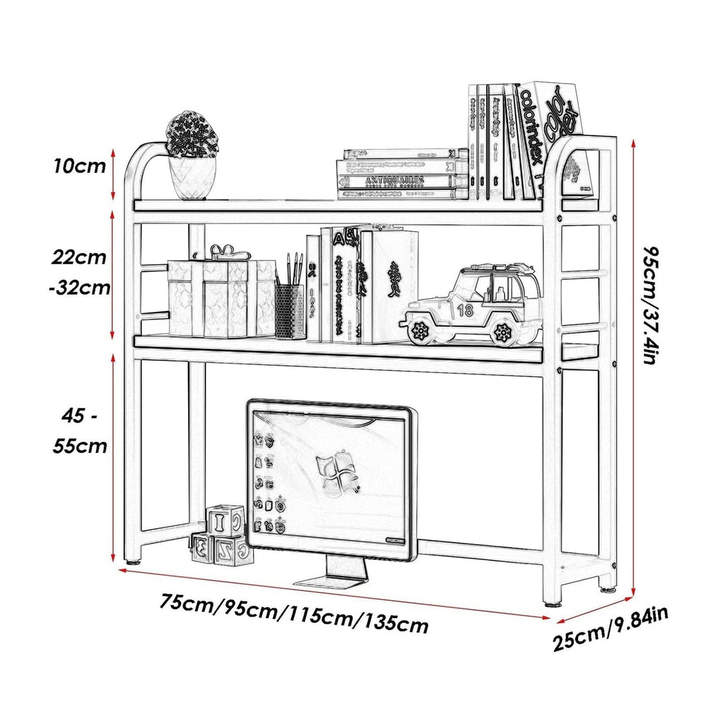 Adjustable Wood and Metal Desktop Bookshelf V3645