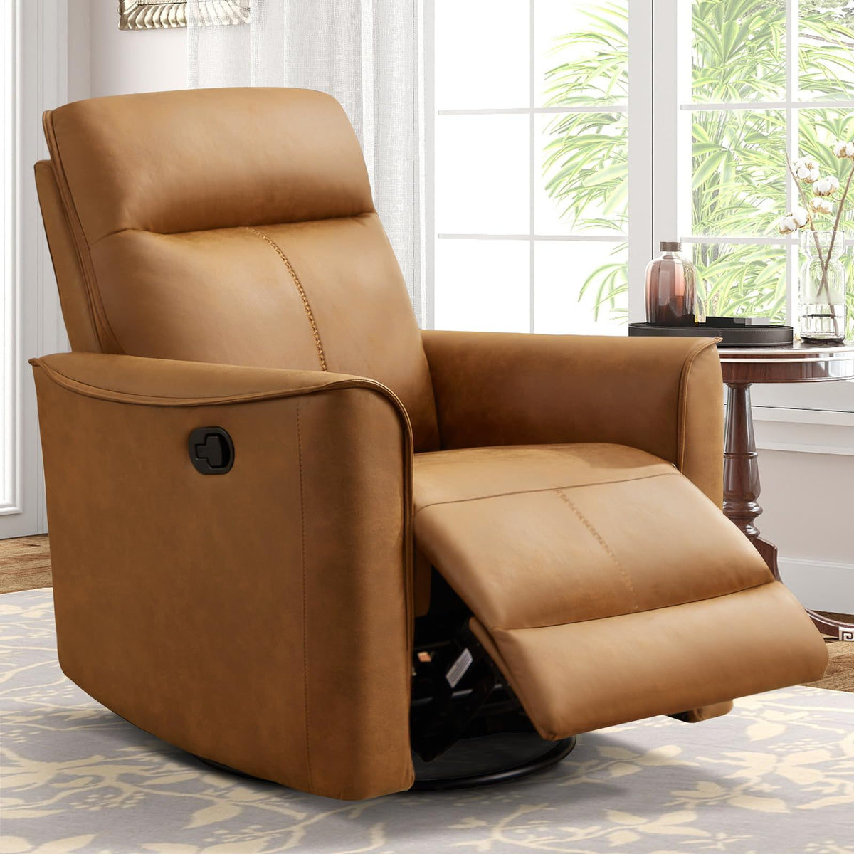 Brown Leathaire Swivel Rocker Recliner E644